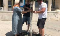 Добрина! Еми Канайкова за втори път спасява дърво, счупено от вандали в Благоевград